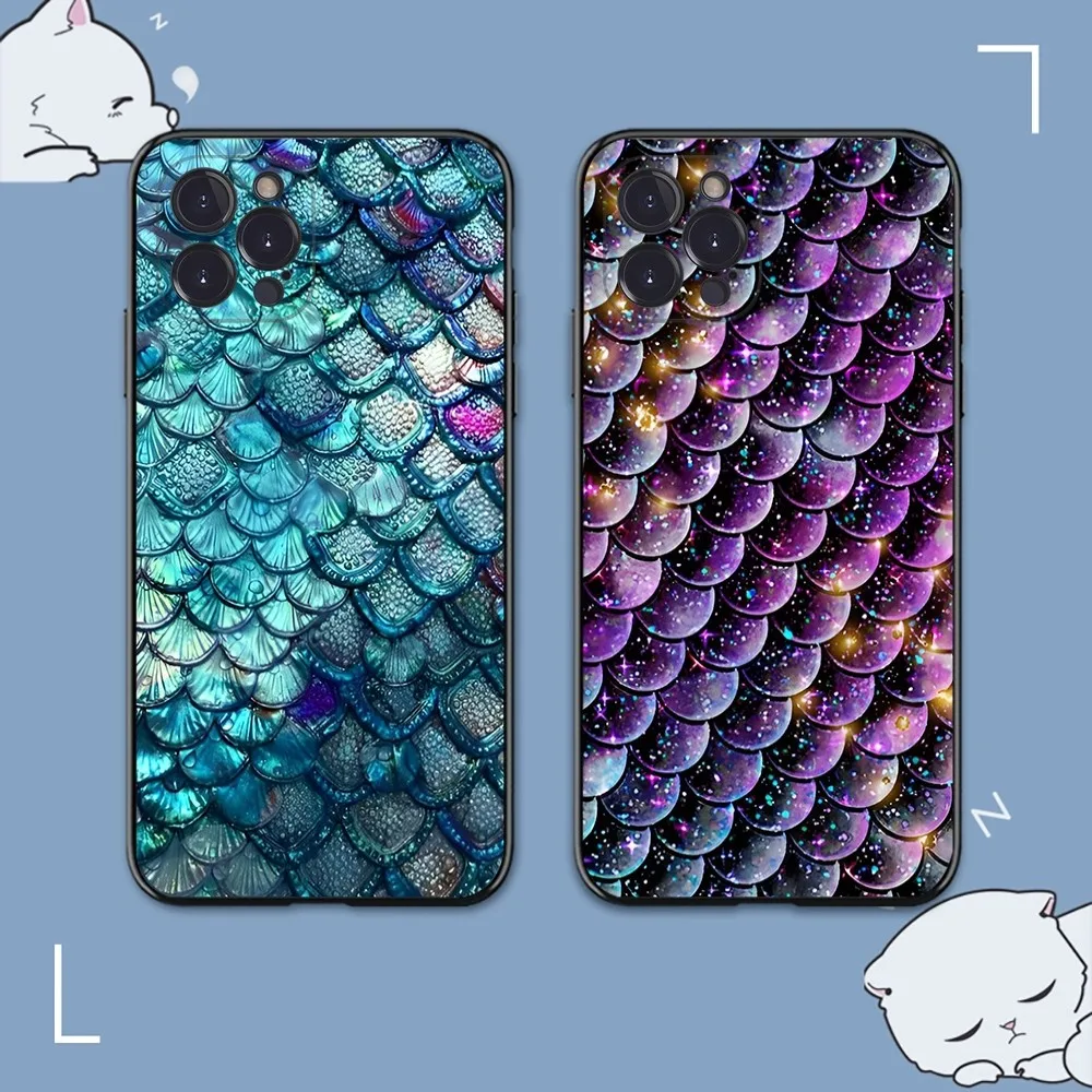 Color pink Fish Scale Pattern Mermaid Phone Case For iPhone14 11 12 13 Mini Pro XS Max Cover 6 7 8 Plus X XR SE 2020 Funda Shell