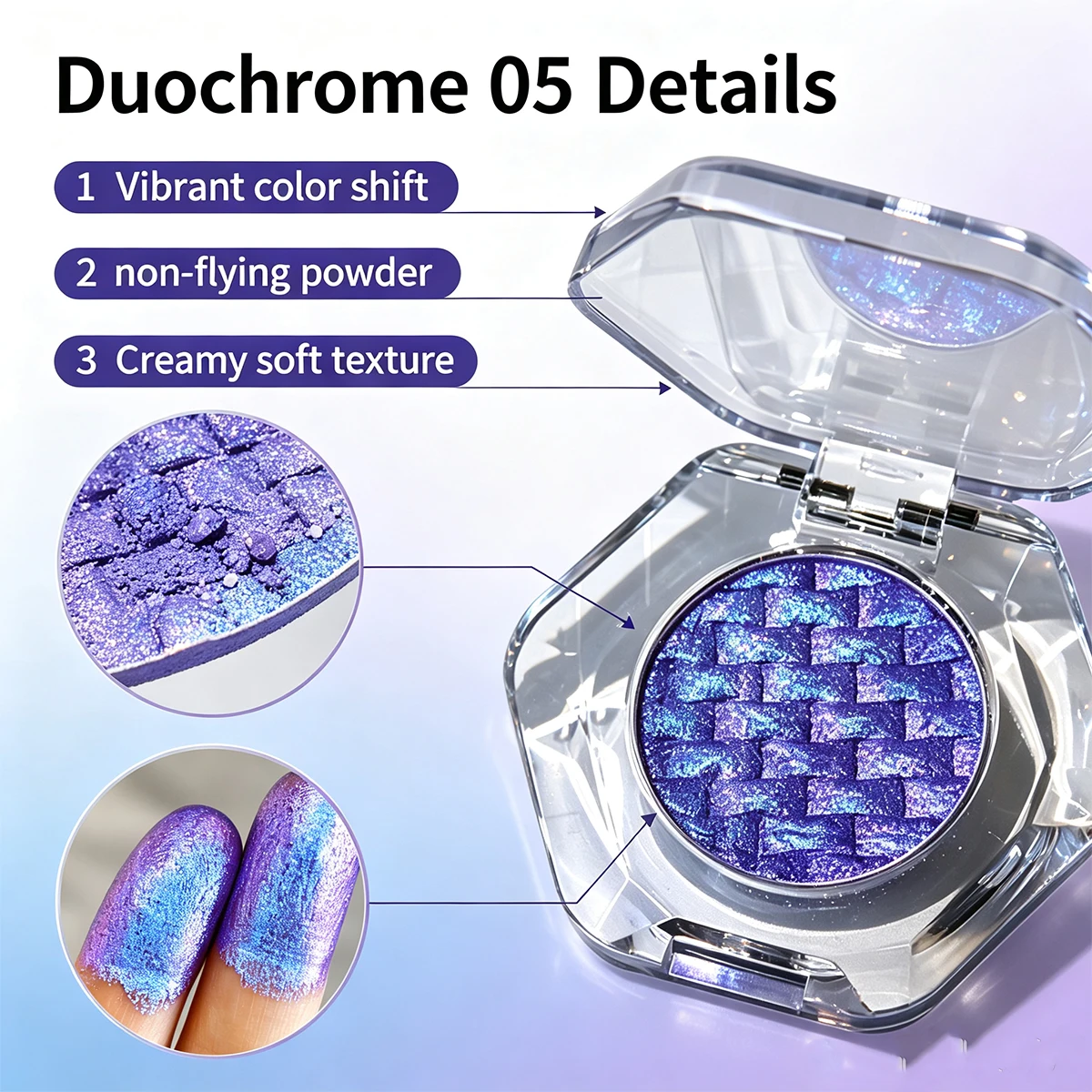 Wholesale Pressed Glitter Eyeshadow Palette - Highly Pigmented Duochrome Chameleon Shimmer Eyeshadow with Sparkle Effect
