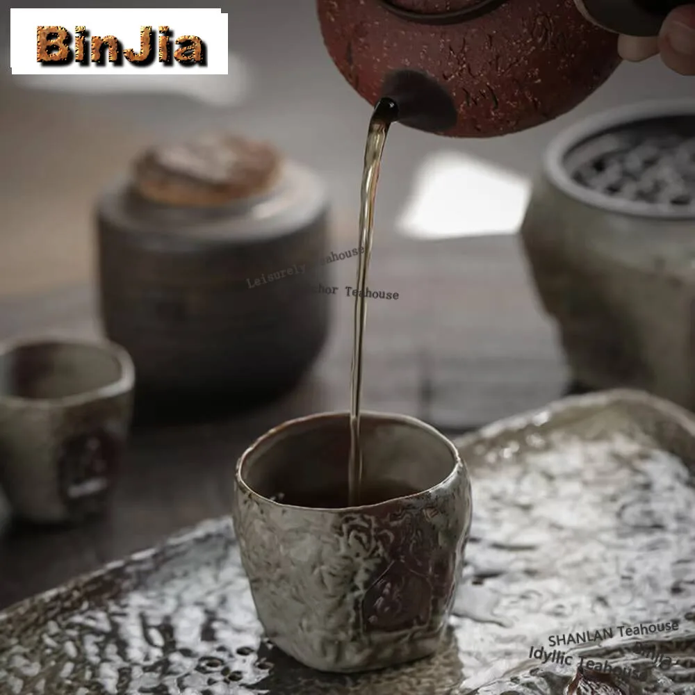 150ml Handamde Kiln Change Ceramic Teacup Dunhuang Buddha Master Cup Coarse Stoneware Tea Bowl Chazhan Kung Fu Teaset Dinkware