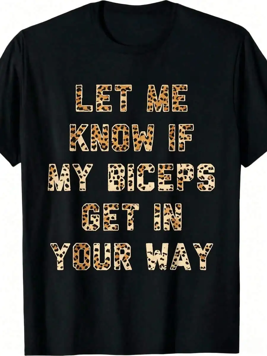 Women Oversized Retro Gym Graphic T‑Shirt Let Me Know If My Biceps Get In Your Way Sarcastic Slogan Print Short Sleeve Casual Streetwear Summer Going‑Out Ladies Tops