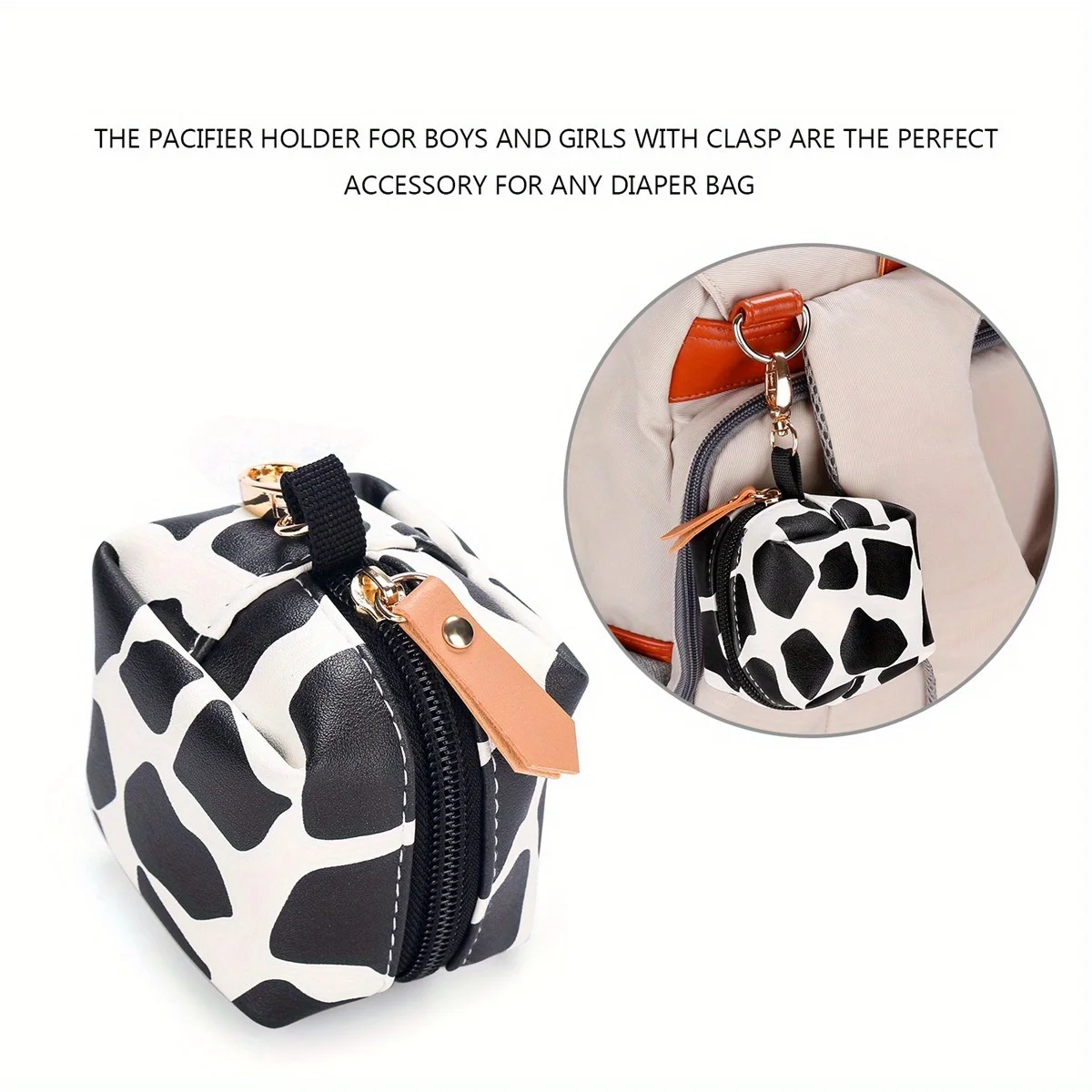 Chic Waterproof Faux Leather Parent Bag - Holds 2 Pacifiers, Keys & Makeup, Stroller-Friendly with Secure Buckle