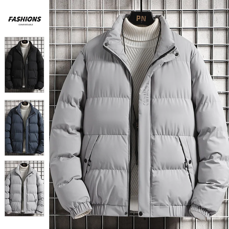 2022 Winter New Men's Padded Jacket Short Stand Collar Korean Casual Jacket Men's Thickened Warm Padded Jacket