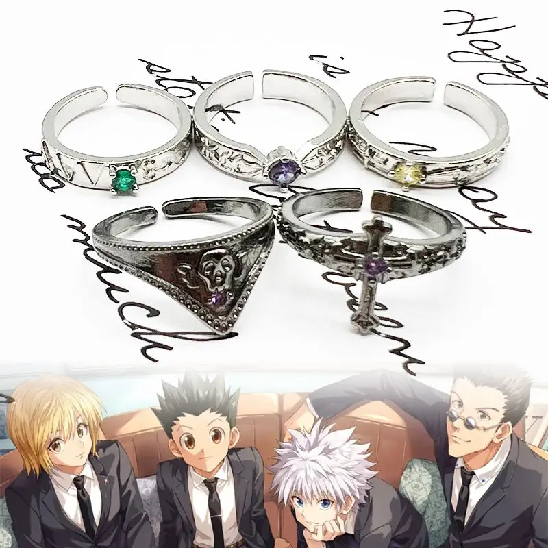 

HUNTER×HUNTER Peripheral Couple Rings Jewelry Adjustable Punk Cos Men and Women Jewelry Cartoon Anime Ring Accessories Gifts