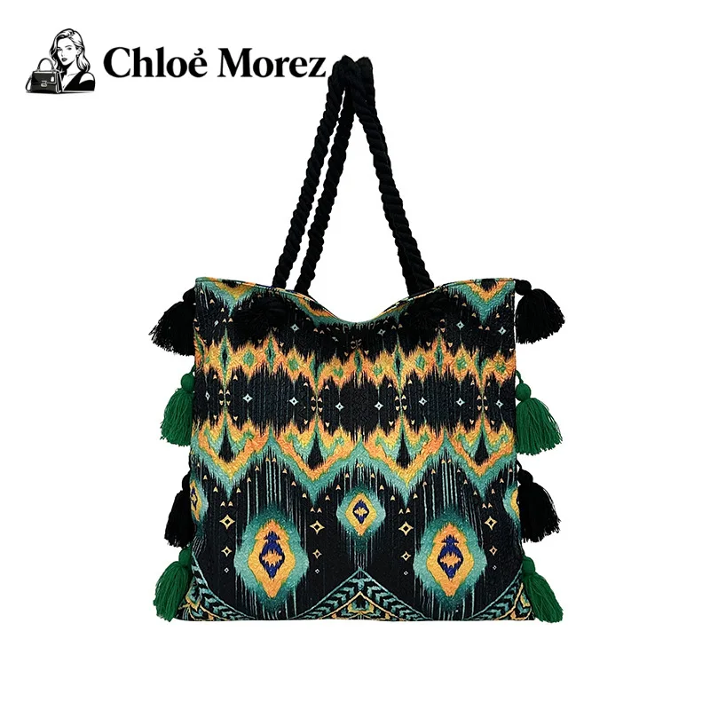 

Ethnic Style Bag Crossbody Girl Versatile Shoulder Bag Large Capacity Casual Hand-held Bucket Bag Ins