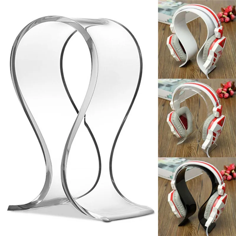 1PC Acrylic Earphone Headset Desk Display Stand Counter Transparant Headphone Hanger Holder Storage Rack