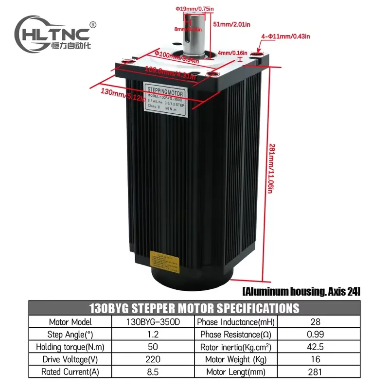 Nema52 130BYG 50Nm 130BYG350A/B/C/D/E 3-Phase Hybrid Stepper Motor Nema 52 With DM3922 Driver view 6