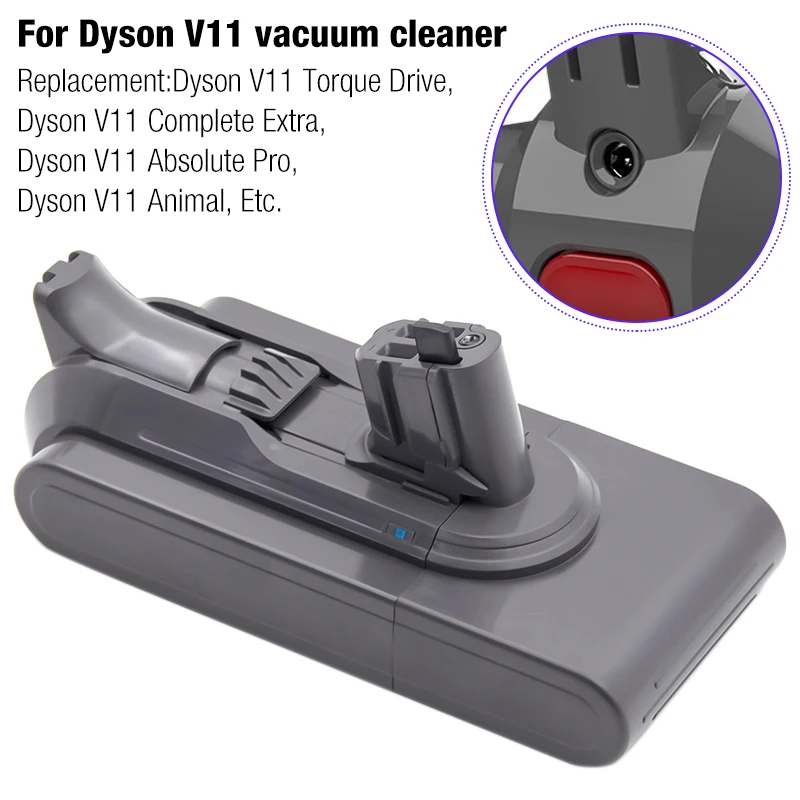 25.2V 6000mAh Li-ion Click-in Battery for Dyson V11 Torque Drive Animal cordless stick vacuum 970425-01 ( Not for Screw-in type)