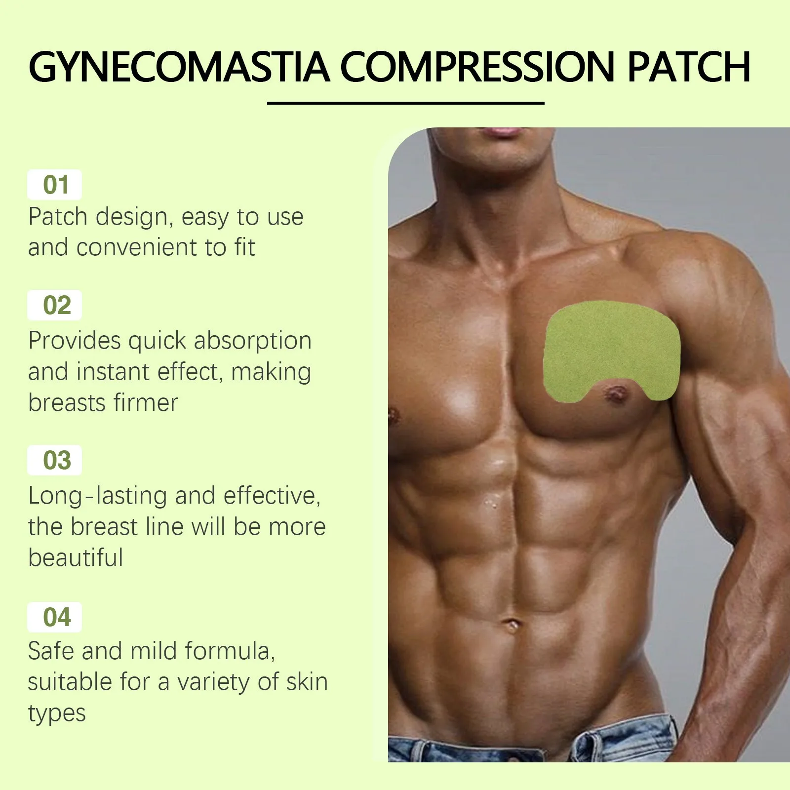 1/2/5packs Gynecomastia Patch For Male Breast Reduction Tightening The Chest Muscles Tightening The Chest And Abdominal Patch