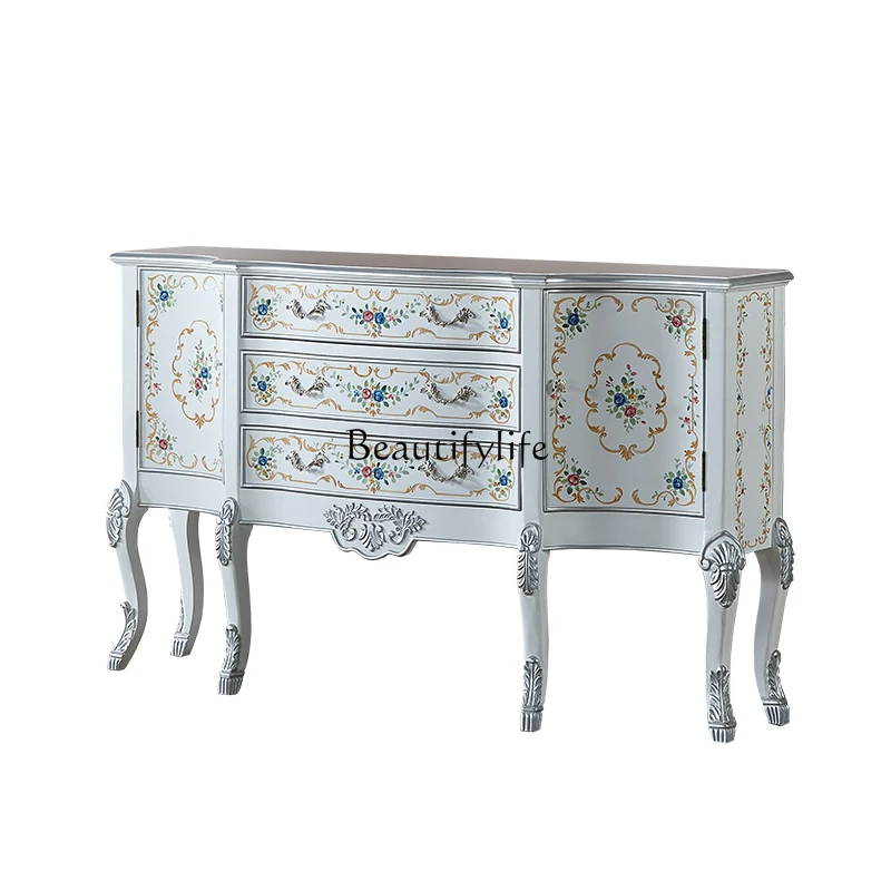 

*European painted entrance cabinet American side cabinet living room corridor solid wood locker