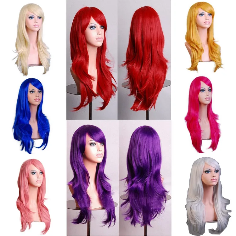 New Gift Long Roll Colored European and American Wig 70cm Hairstyle Multiple Styles Color Female