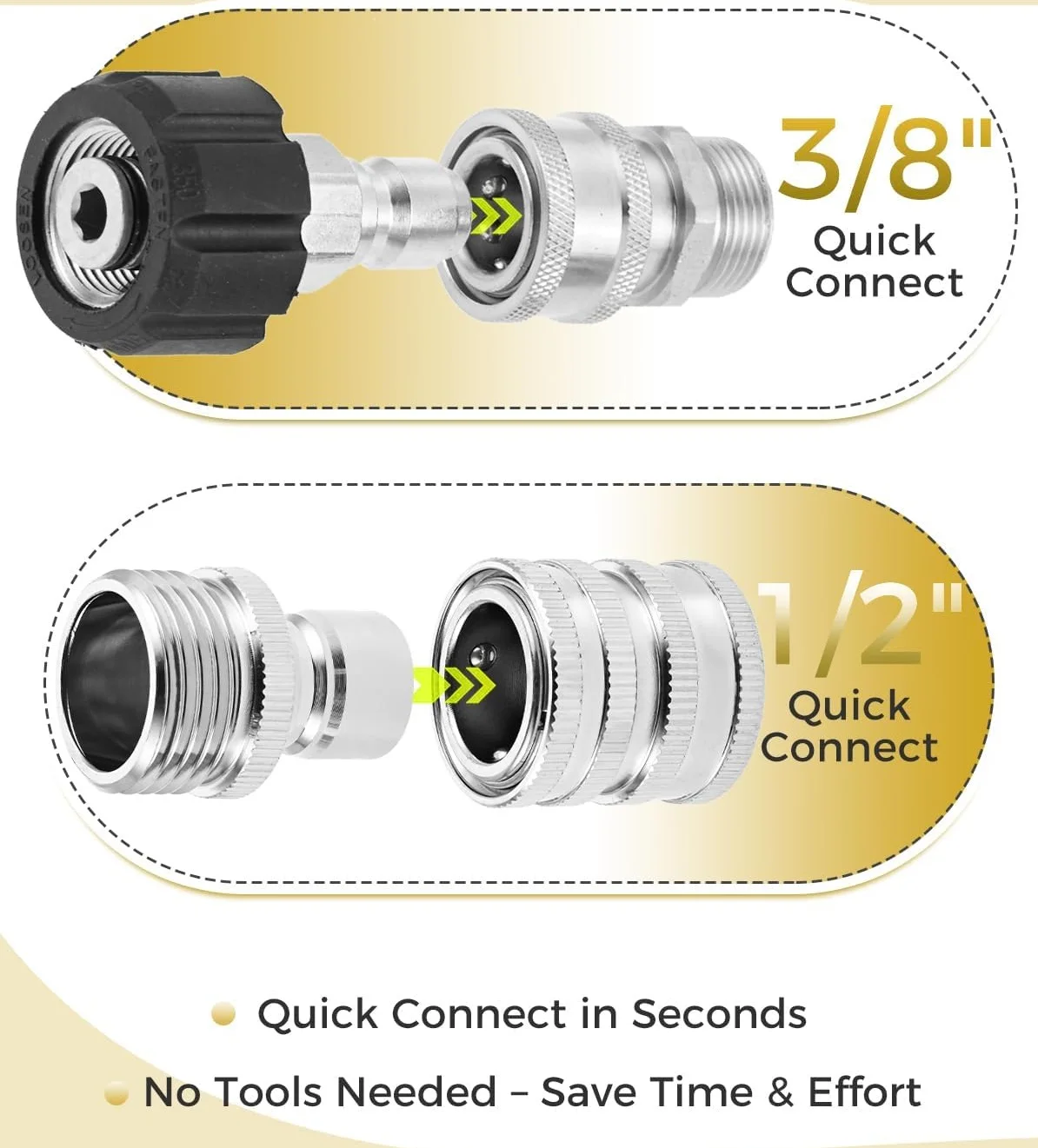 8pcs Pressure Washer Adapter Metric M22-14 to 3/8