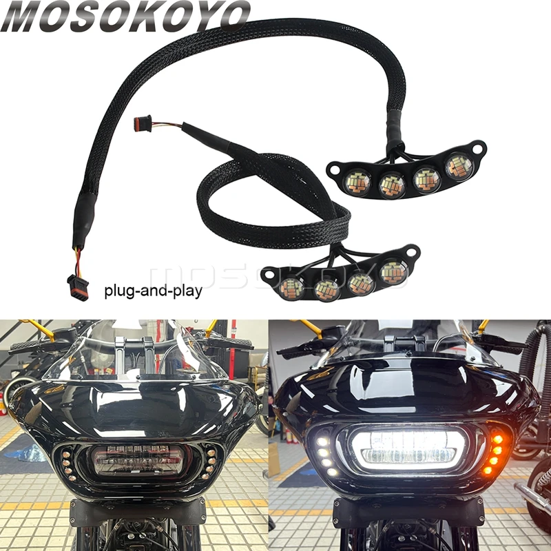 

Shark Club Style Fairing Plug-and-play Turn Signal Light DRL Running Lamp For Harley Softail Fat Bob 114 FXFBS FXFB 2018-2024