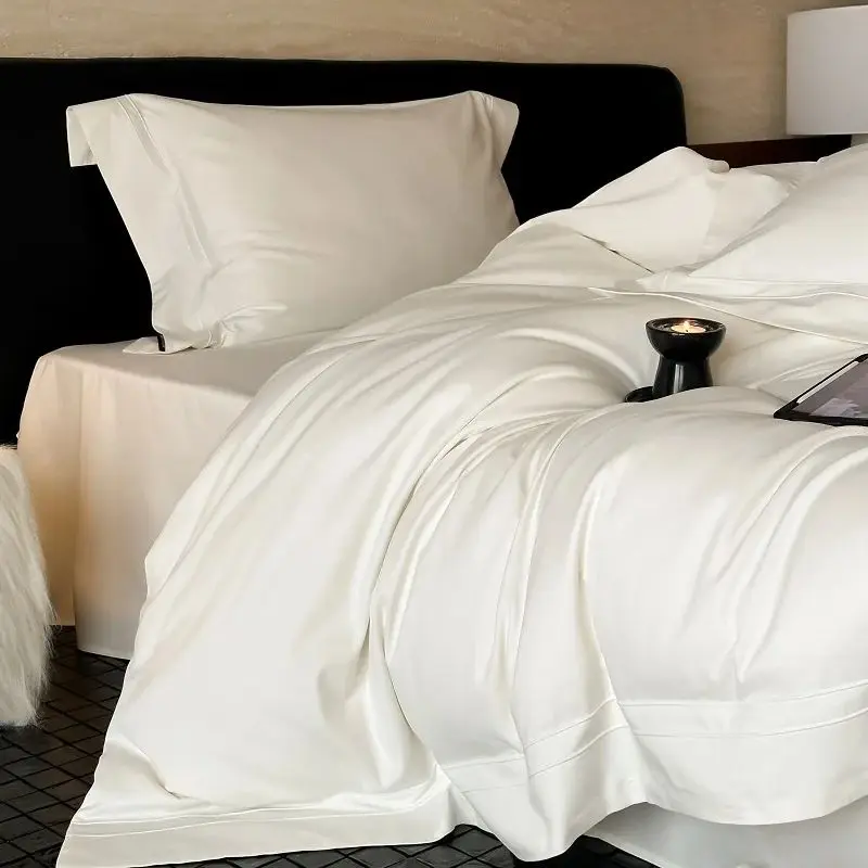 

4Pcs Solid Color Egyptian Cotton Brushed Hotel Style Bedding Set Duvet Cover Bed Sheet/Fitted Sheet Pillowcases Home Textiles