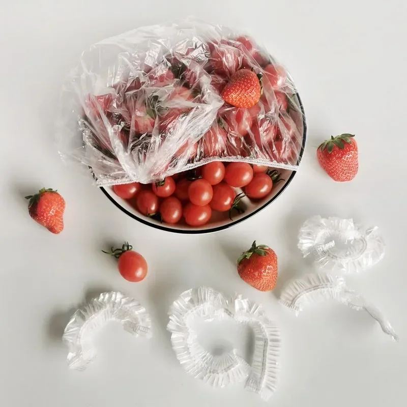 Disposable Food Cover Plastic Wrap Elastic Food Lids For Fruit Bowls Cups Caps Storage Kitchen Fresh Keeping Bag Cups Cap