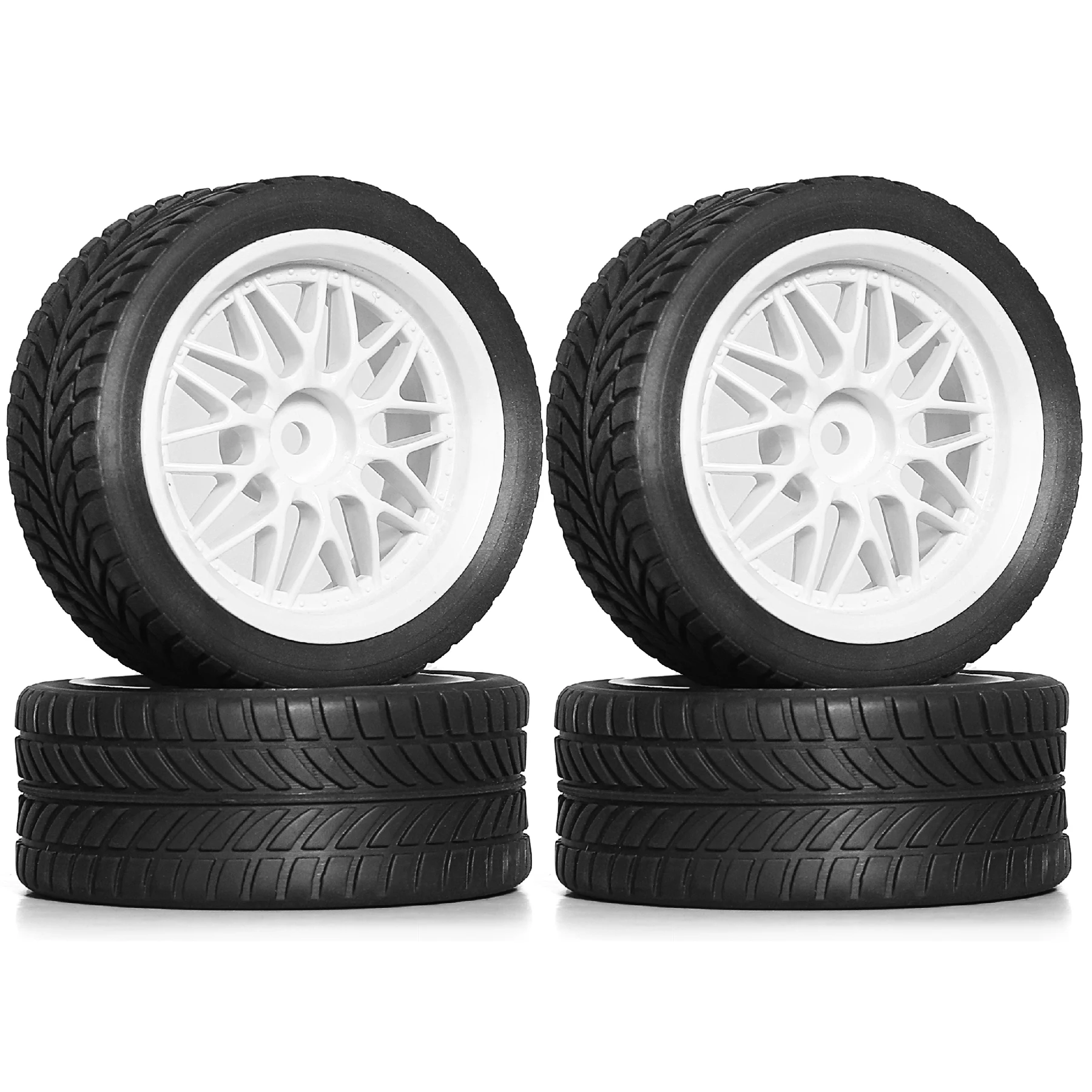 1/10 RC Car Rally Racing Wheels Tires On Road Car Rubber Tyres 12mm Hex for HPI KYOSHO Tamiya XV02 XV01 TA06 TT01 TT02 PTG2