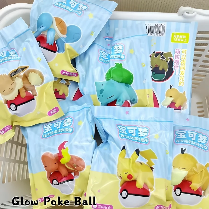 Anime Pokemon Poke Ball Mini Figuur Model Auto Desktop Ornament Collectible Officieel Glow in the Dark Speelgoed Verjaardagsgif