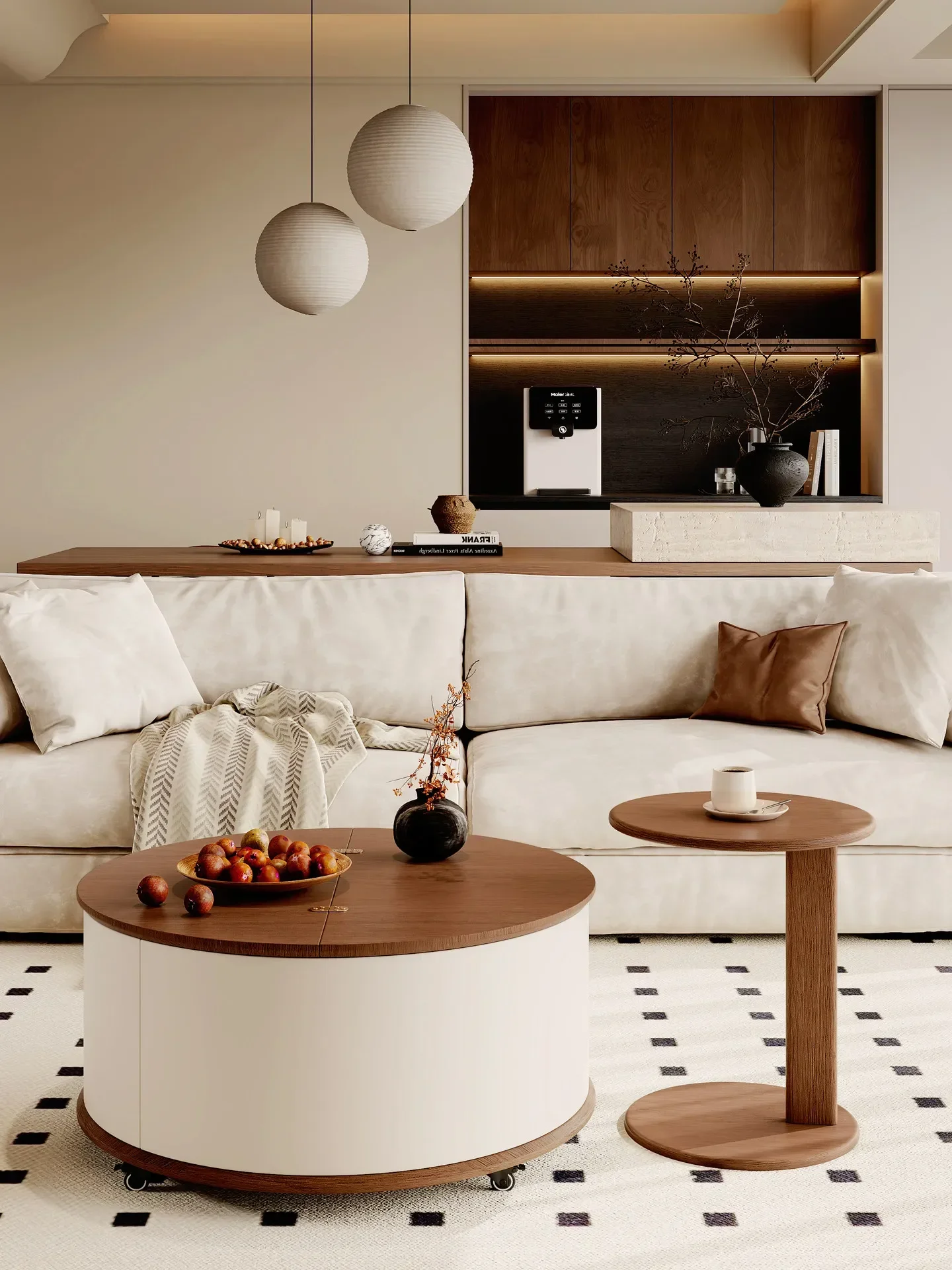 Movable Living Room Household Antique Small Tea Table Tea Integrated Small Apartment Round Several Combinationl17