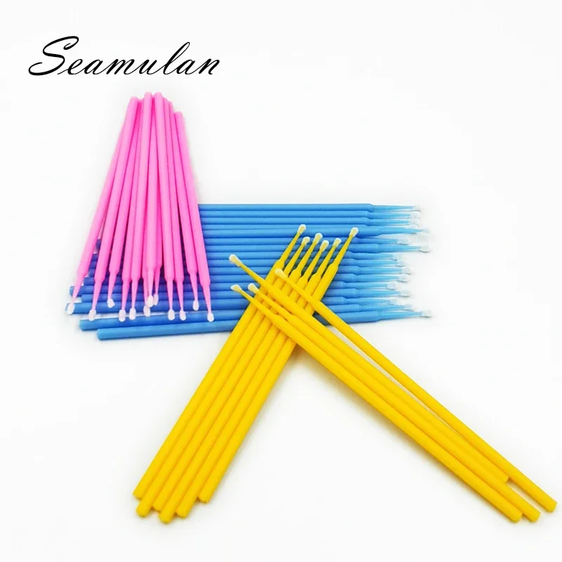 

100Pcs/bag Disposable MicroBrush Eyelashes Extension Individual Lash Pink Removing Swab Micro Brush For Eyelash Extension Tools