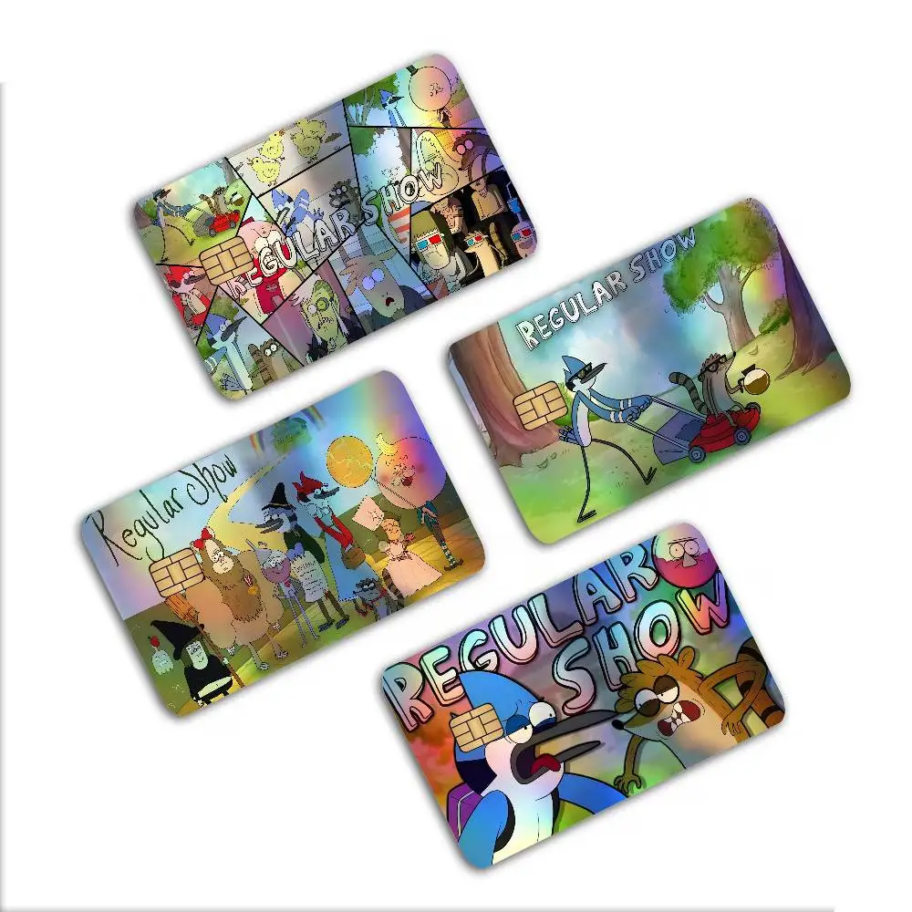 Cartoon R-RegularS Show Rainbow Laser Glitter Bank Card Stickers Waterproof Art Decals