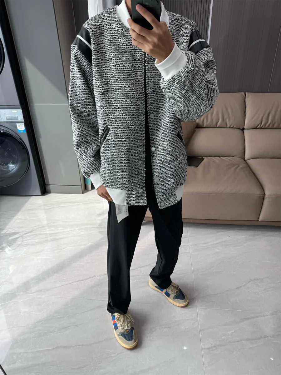 

Retro Color Blo Baseball Jaet Men's Spring Autumn Loose Fit irt Sle Casual Outerwear Faionable Youth Trend