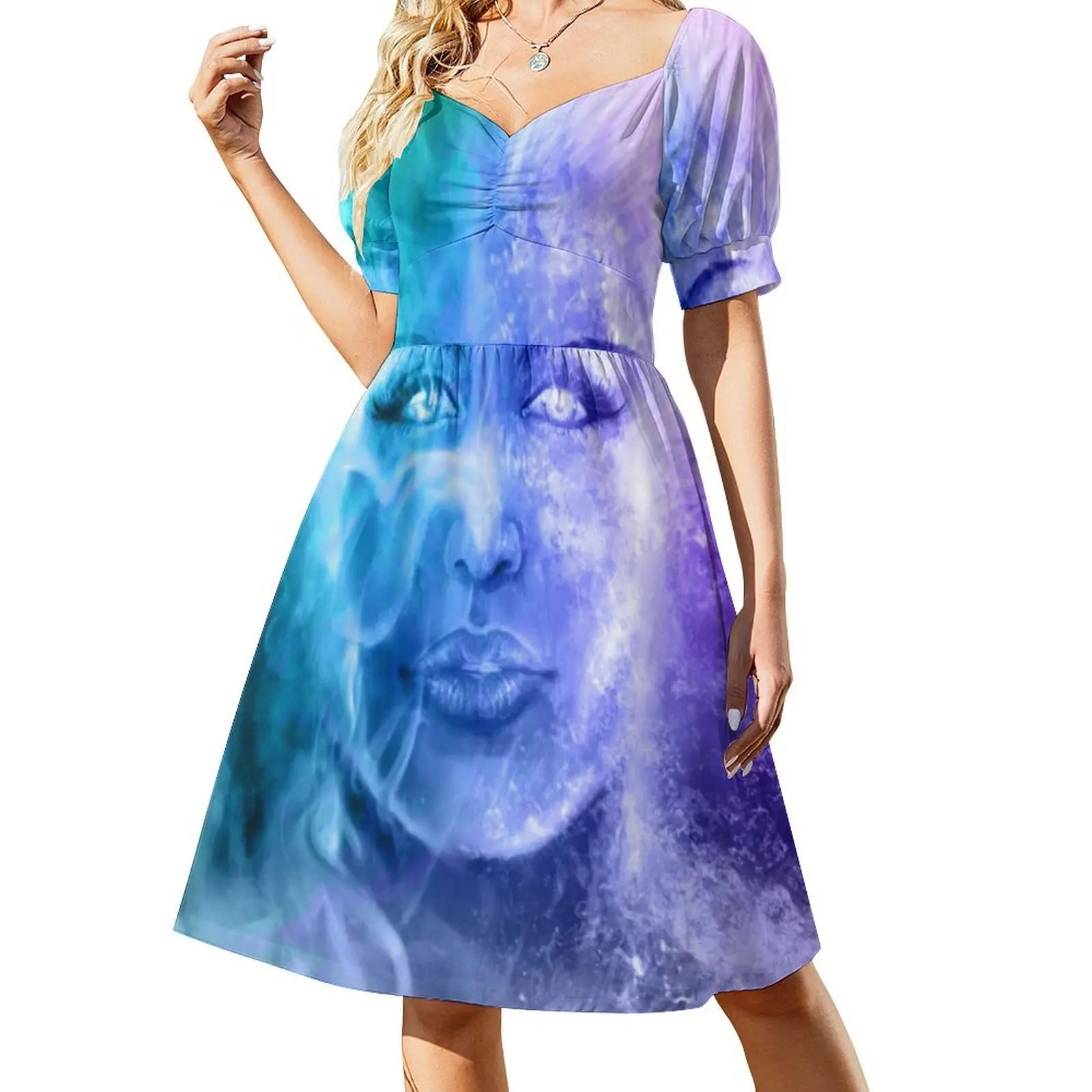 Senhora estrelas estilo coreano vestido casual para mulheres simples diário escritório senhora vestidos senhora estrelas galáxia mulher abstrata das mulheres