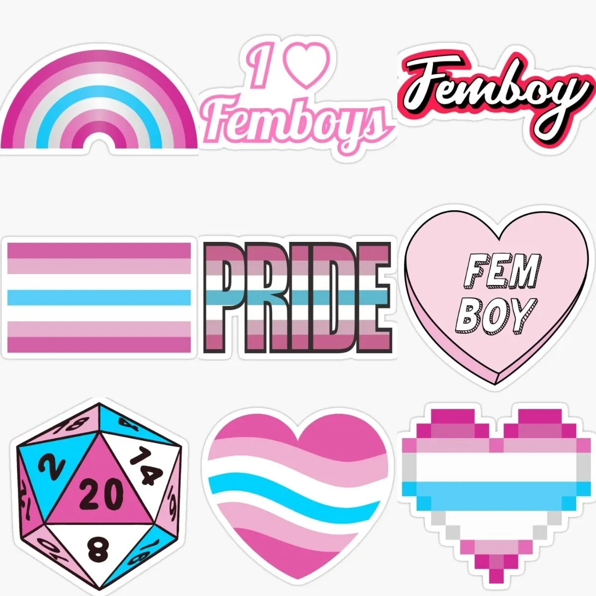 

Pink Femboy Flag Sticker for Table Wall Off-road Camper Van Bicycle Truck Car Helmet Motorcycle Door Decal Can Customized Size