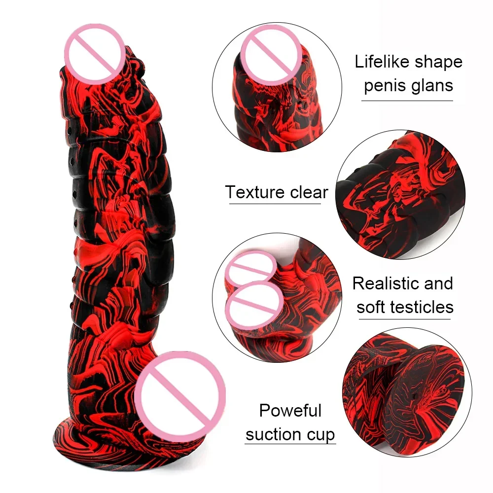 XXL Multicolor Dildo Dinosaur Scales Penis With Suction Cup Dildo Female Adult Sex Toys Real Huge Cock Strapon Big Dick Sex Shop