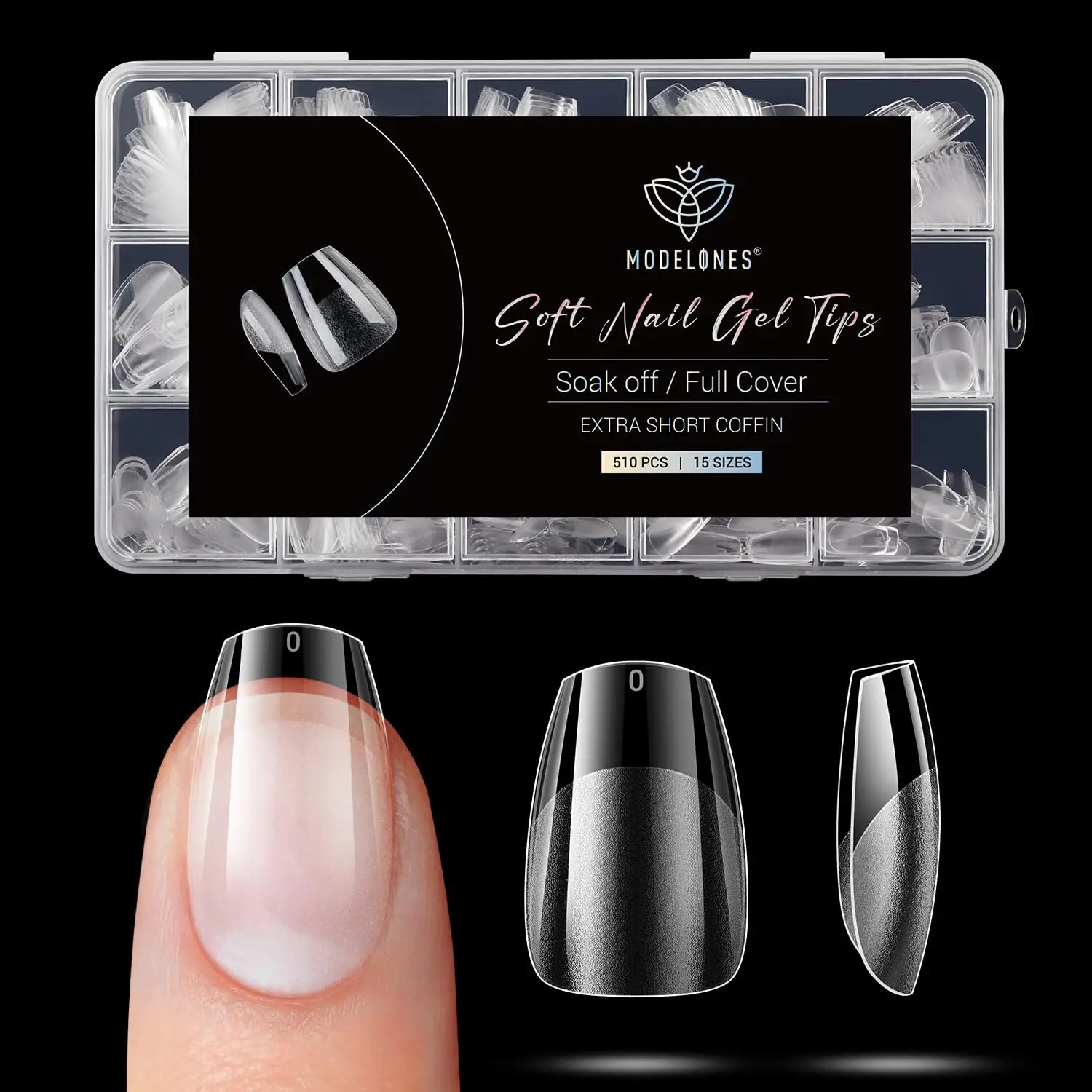 

Modelones Extra Short Coffin Fake Nail Tips - 510Pcs Gel Tips Pre-shaped Half Matte Full Cover Clear Acrylic Gel Kit