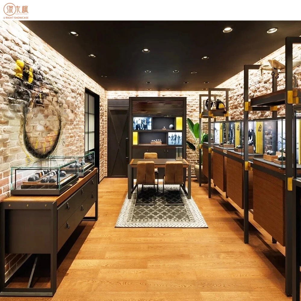 Walnut Wood Watch Store Display Case Customization High-quality Shop Indoor Display Jewellery Wall Showcase Supplier