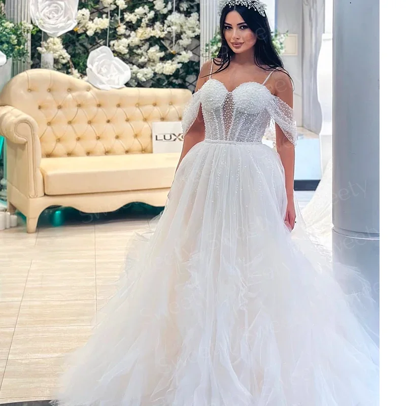 

Romantic Weddingdress Organza With Embroidery Bead A-Line Ballgown Sleeveless Boatneck Bride Lace Up Customized Vestido De Novia