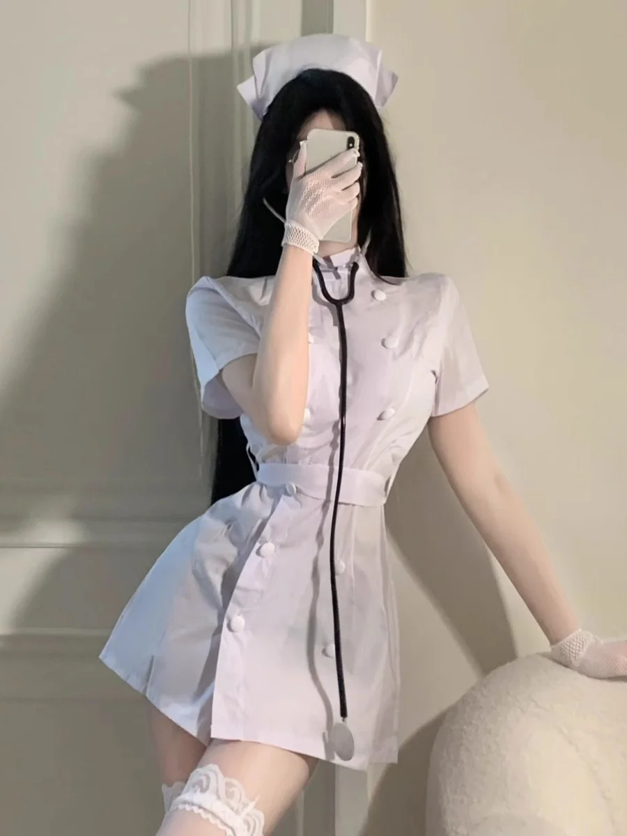 

Sexy Pure Desire orm Set Doctor Cosplay White Coat Hot Girl Costume loween Small Chest Nurse Outfit V-ne ort Sve