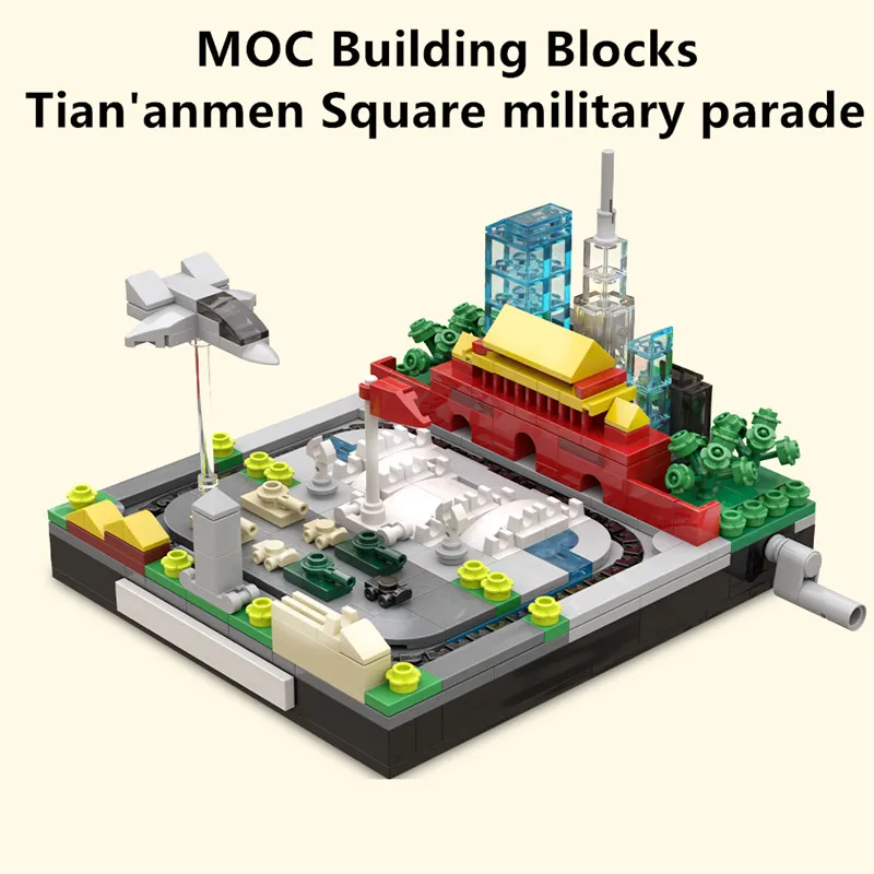 

Tian'anmen Square Military Parade MOC with Hand-Cranked Rotating Base - Toy, Decorative Item, Desktop Ornament & Gift