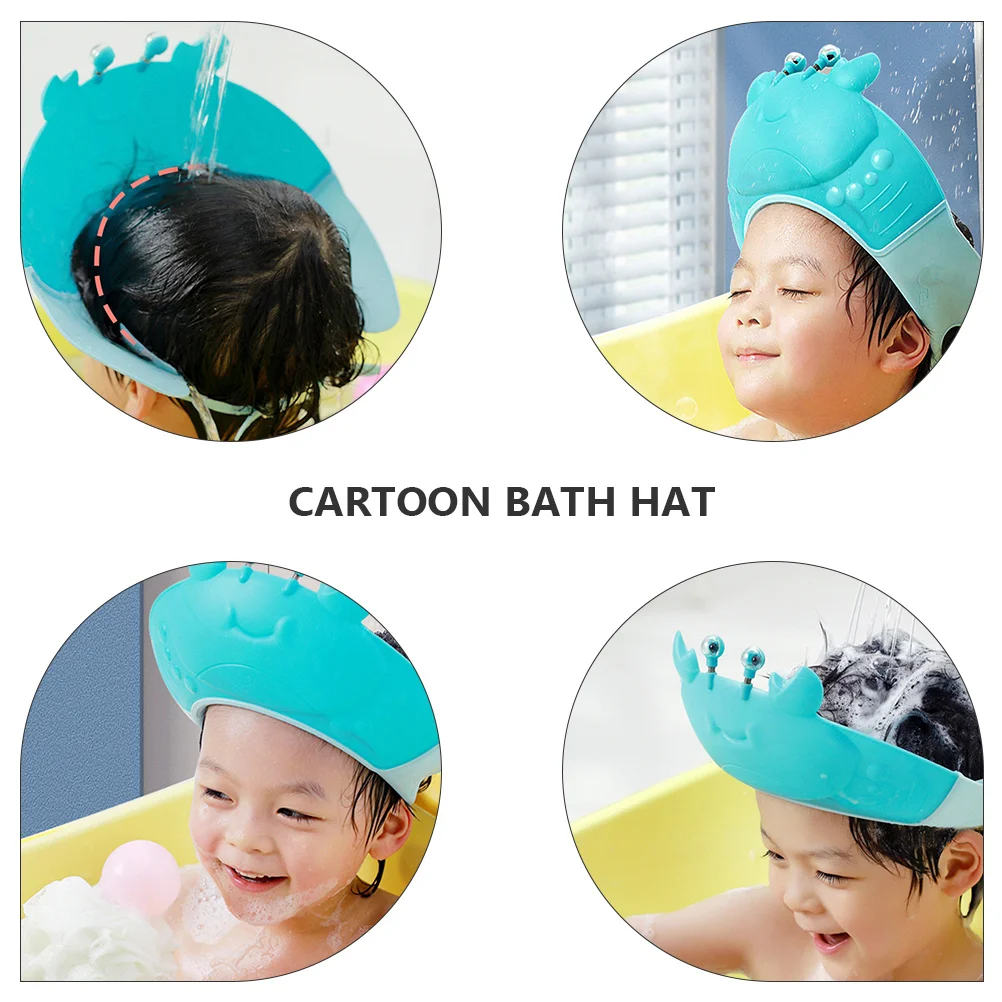 

Bath Hat for Kids Cartoon Shampoo Cap Waterproof Eye Protector Portable Lightweight Bath Accessory Shampoo Hat