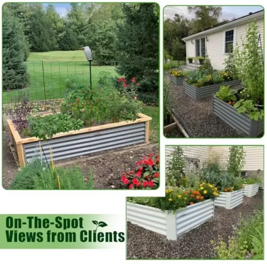Anleolife 2-Bed 8x4x1.5ft Rectangle Raised Garden Beds, Antique White