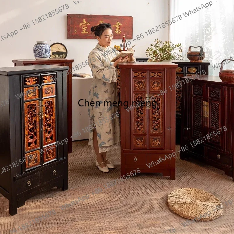 

CC182 Handmade old carved board, solid wood, Chinese antique sideboard, storage cabinet, medicine cabinet, Ming and Qing classi