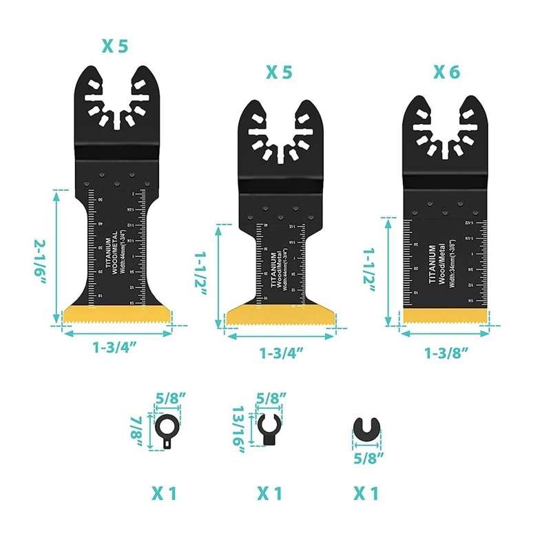 16-delige Titanium Oscillerende Zaagbladen Metaal Snijden Universele Multitool Bladen Zwart Voor Hout Kunststoffen Metaal