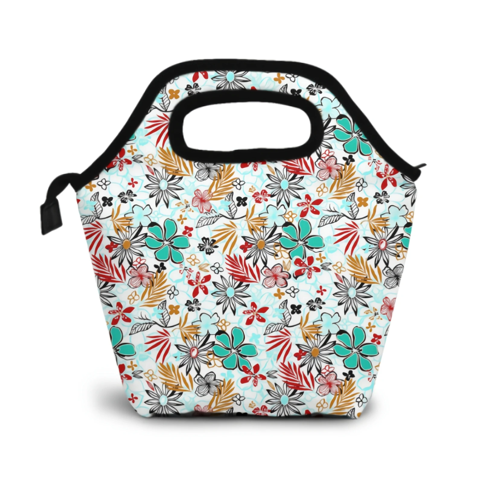 

Hibiscus Flower Lunch Bag Summer Plant Insulated Lunchbox Handbag Tote Bags Colorful Floral Reusable Cooler Containers Organizer