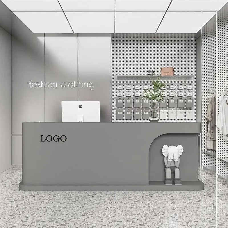 

Столы Классические многофункциональные серые угловые стойки регистрации Офисные стойки регистрации Маленькая роскошная коммерческая мебель Mostrador