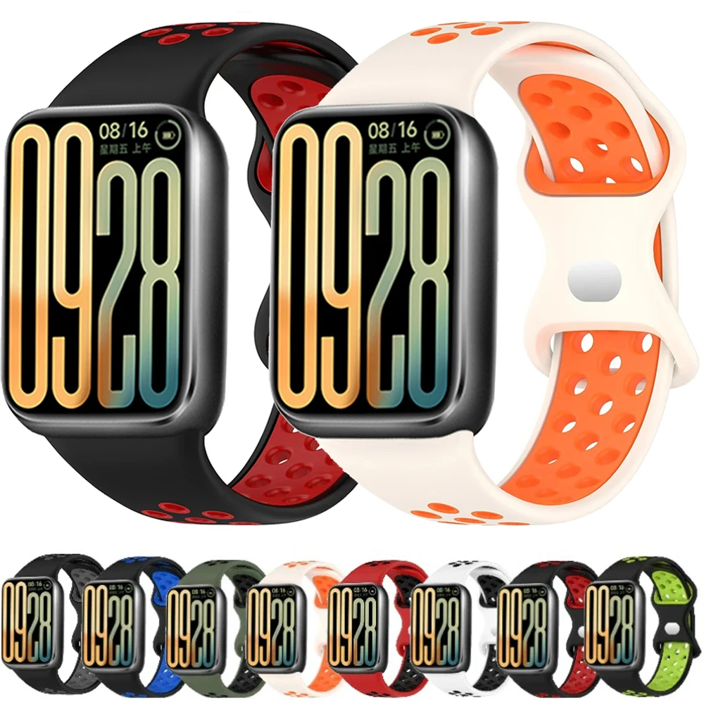 حزام سيليكون لساعة Xiaomi Mi Band 9 Pro/8 Pro الذكية، سوار رياضي بديل لساعة Redmi Watch 4، سوار قابل للتنفس