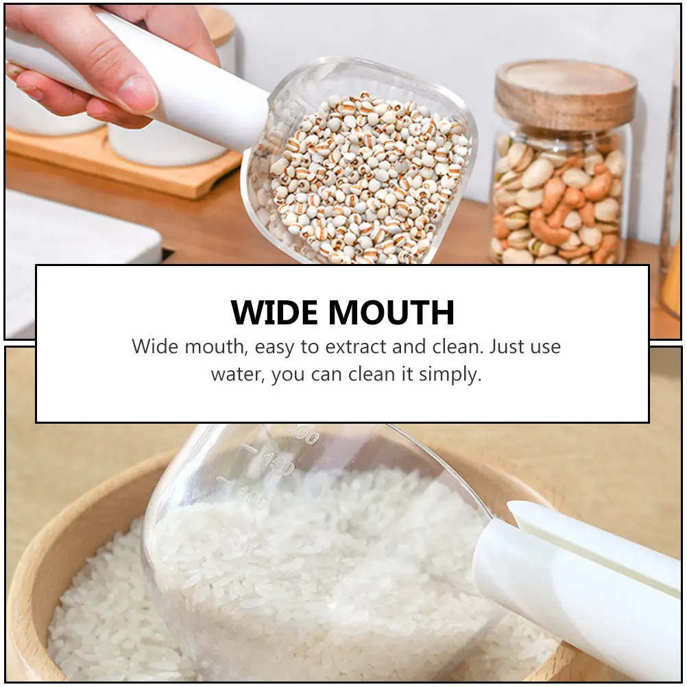 Rice Measuring Cup Made of Smooth Non Stick ABS Material Clear Plastic with Accurate Measurement Scales Ideal for Kitchen Rice