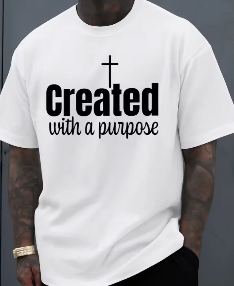 Men'S Graphic T-Shirt White Crew Neck Regular Fit Slight Stretch Fabric with Purpose Print Fashionable and Trendy Wear By Cloth