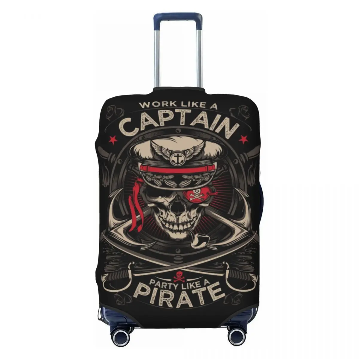 

Work Like A Captain Party Like A Pirate Luggage Cover Protector Nautical Skull Sailor Travel Suitcase Covers for 18-32 Inch