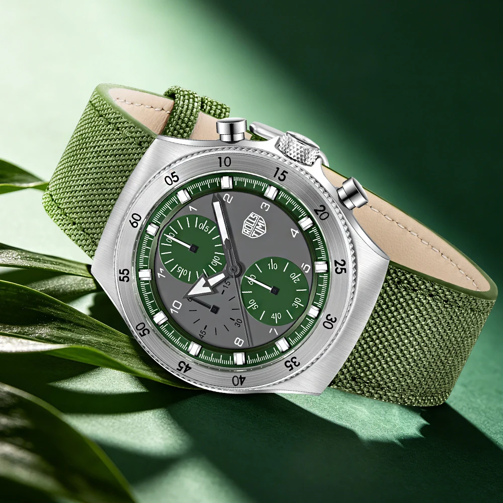 2026 new RollsTimi watches top fashion men's quartz watch VD55 men's chronograph stainless steel green nylon relógios masculino