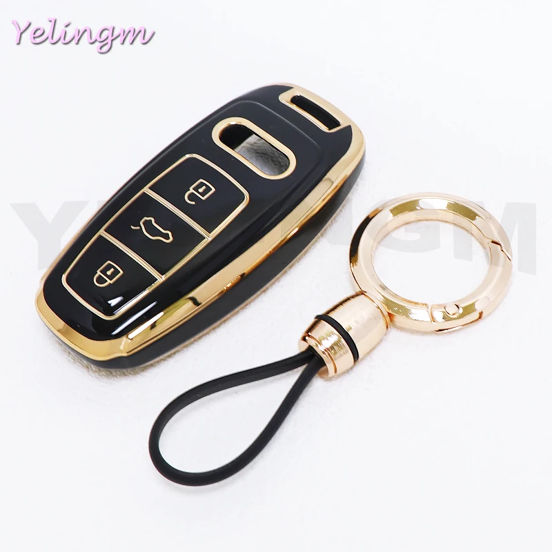 3-Tasten-Schlüsselgehäuse Auto-Styling für Audi A6 A7 A8 E-tron Q5 Q8 C8 D5 Weiche TPU-Autoschlüsselhülle Schutz Zubehör