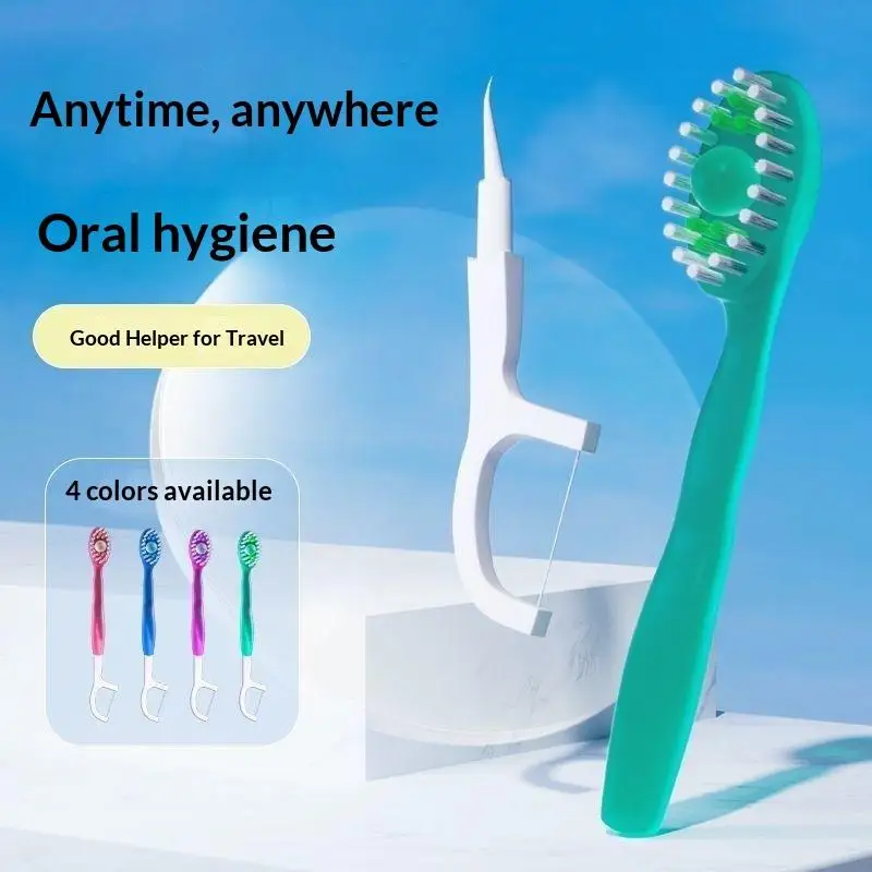 2Pcs Disposable Dental Floss Independent Packaging Oral Hygiene Care Tools Mini Travel Toothbrush With Toothpaste Fresh Breath