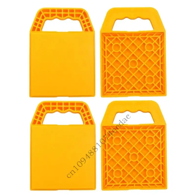 4 Pieces RVs Campers Leveling Blocks Set, Nonslip Support Rubber Jacks Pad For Jacks To Prevent Sinking On Grass Or Mud