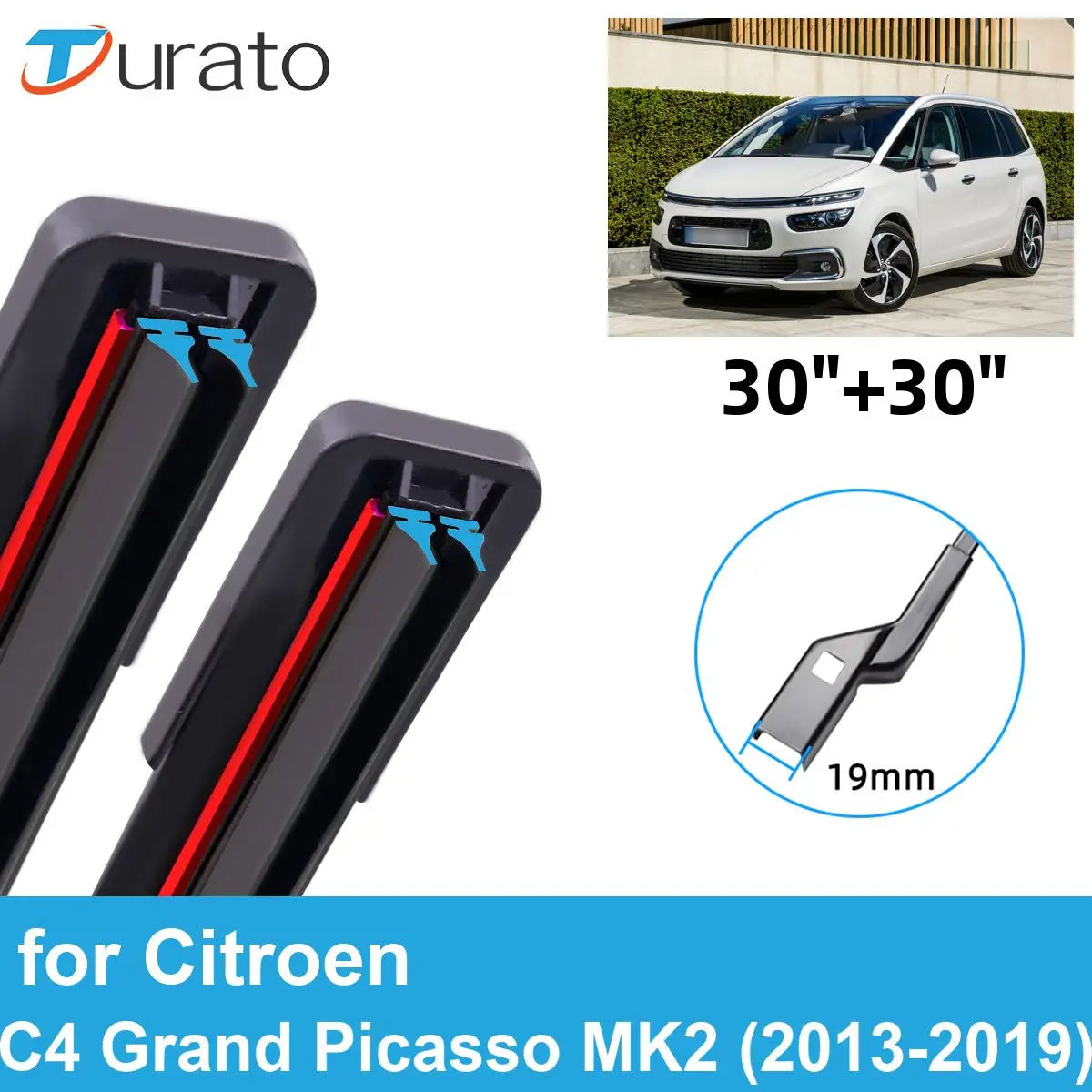 2PCS Car Wiper Blades for 2013-2019 Citroen C4 Grand Picasso MK2 Front Windscreen Windshield Double Rubber Car Accessories 2019