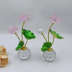1pc Crystal lotus, good luck lotus, home showcase, counter, office desktop decorations