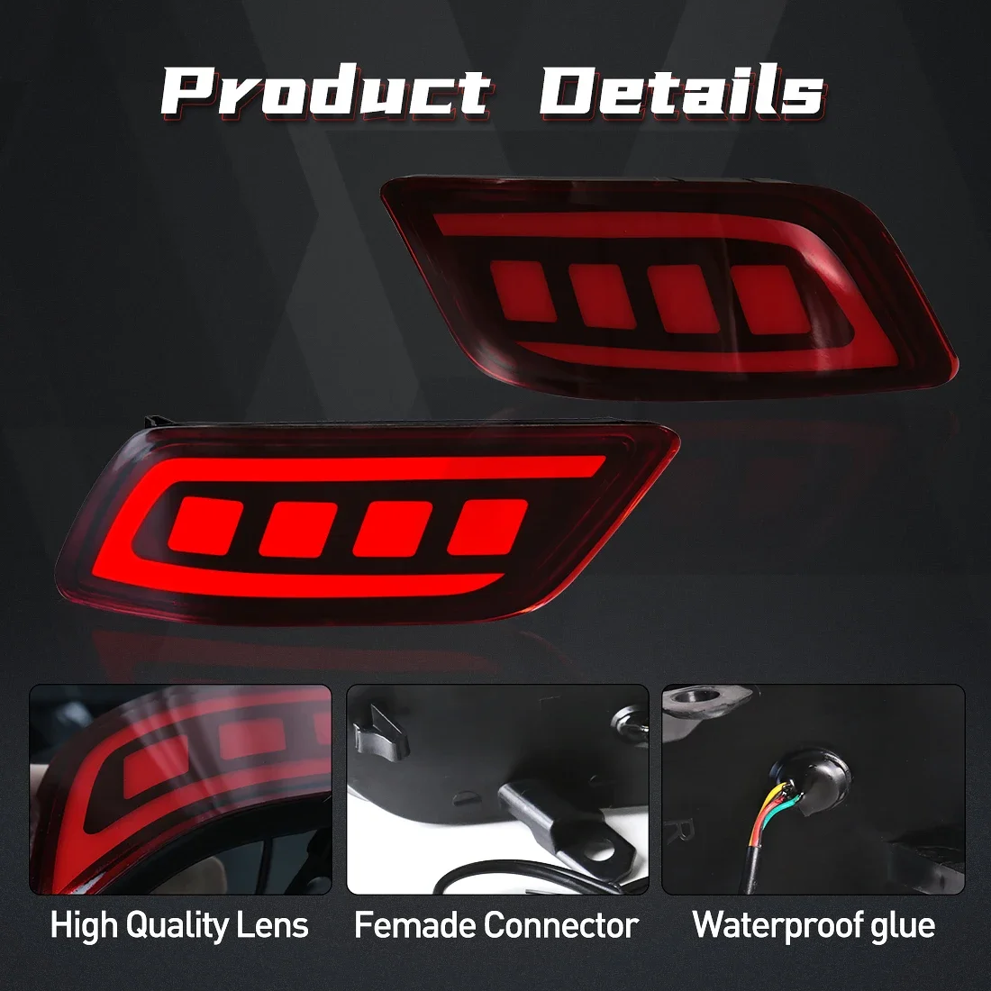 LED Rear Bumper Reflector Light for Honda Accord 2023 2024 Brake Warning Lamp Waterproof Auto Multi-function Car Accessories 12V