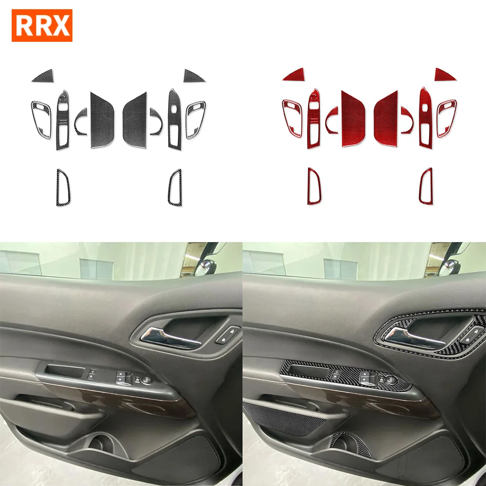 

For Chevrolet Colorado For GMC CANYON 2015+ Door Trim Lift Storage Box Panel Handle A-Pillar Carbon Fiber Stickers 18pcs Set